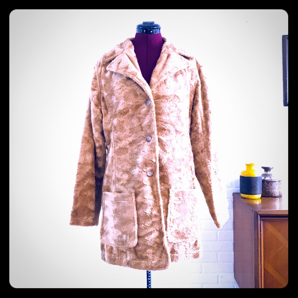 60s Faux Fur Coat Jacket Size M L